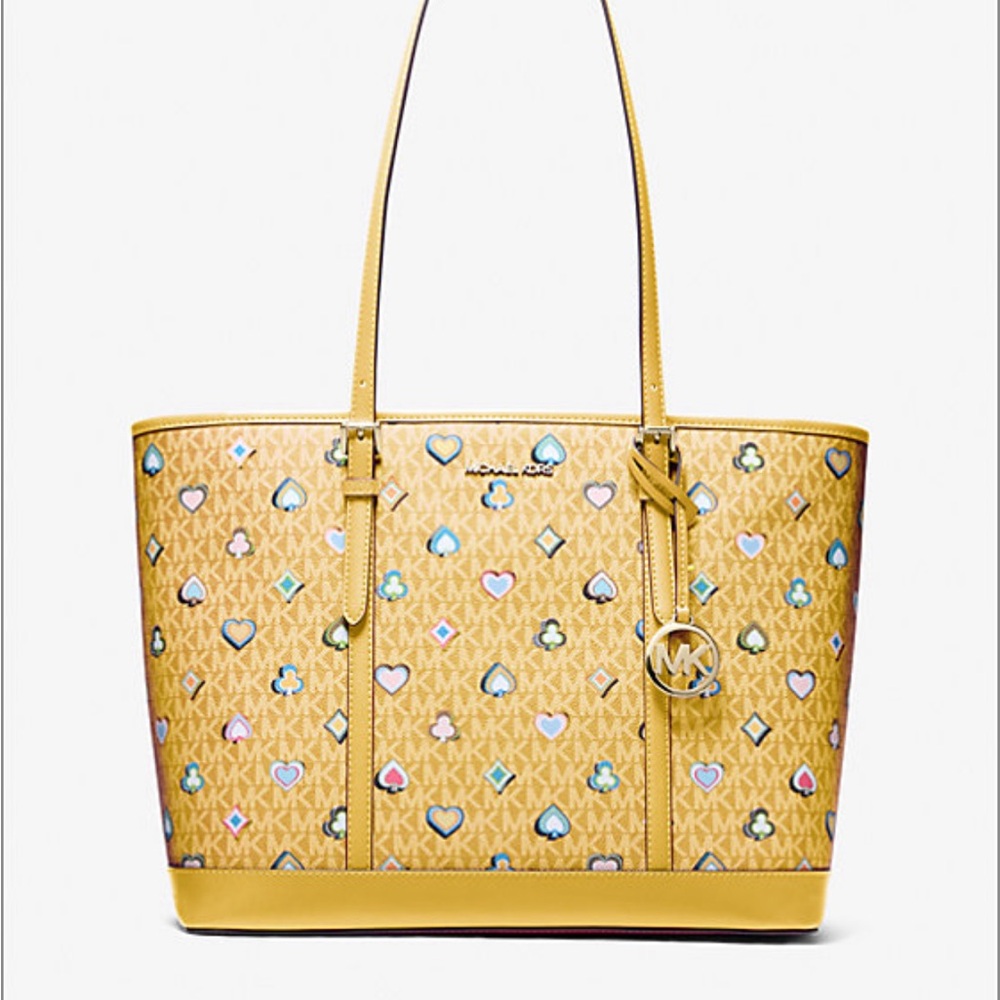 Michael Kors Jet Set Large Printed Signature Logo Tote Shoulder Bag - Picture 4 of 6